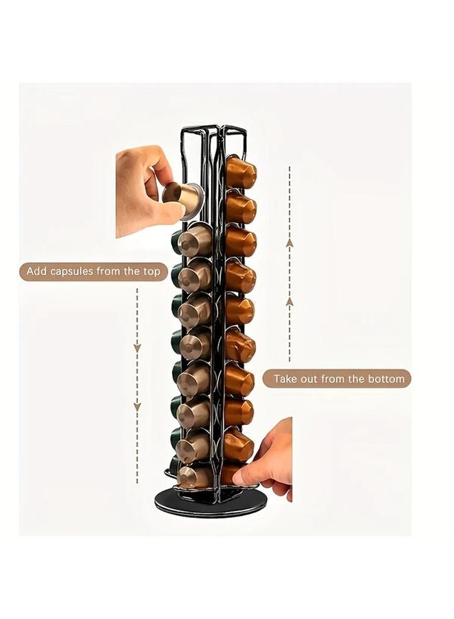 Black Coffee Capsule Storage Rack 360 Degree Spinning 40 Pod Organizer - Image 3